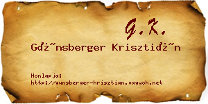 Günsberger Krisztián névjegykártya